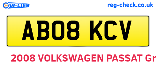 AB08KCV are the vehicle registration plates.