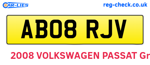 AB08RJV are the vehicle registration plates.