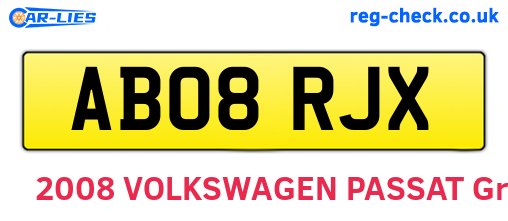 AB08RJX are the vehicle registration plates.