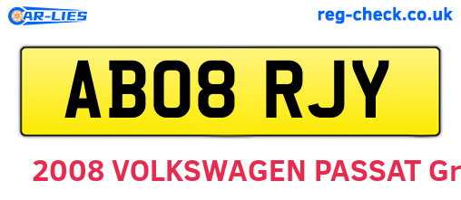 AB08RJY are the vehicle registration plates.