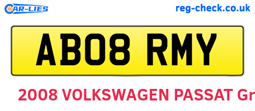 AB08RMY are the vehicle registration plates.