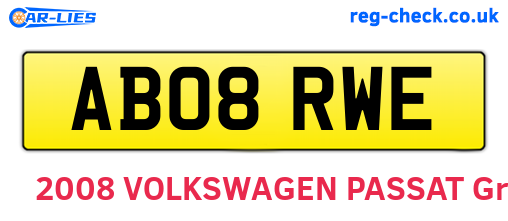 AB08RWE are the vehicle registration plates.