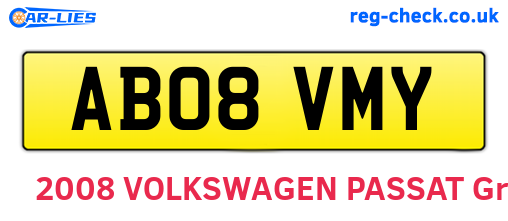 AB08VMY are the vehicle registration plates.
