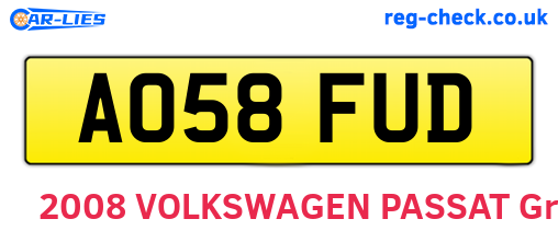 AO58FUD are the vehicle registration plates.