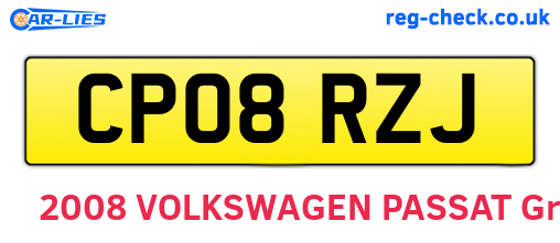 CP08RZJ are the vehicle registration plates.