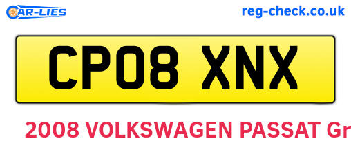CP08XNX are the vehicle registration plates.