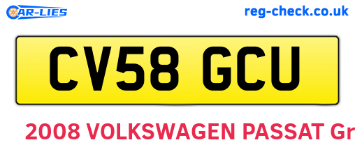 CV58GCU are the vehicle registration plates.