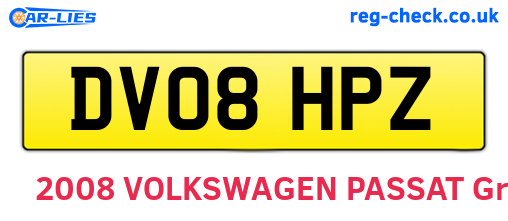 DV08HPZ are the vehicle registration plates.