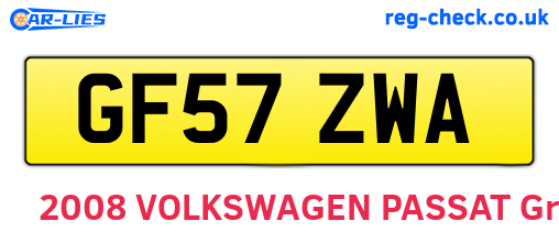 GF57ZWA are the vehicle registration plates.