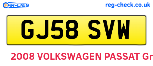 GJ58SVW are the vehicle registration plates.