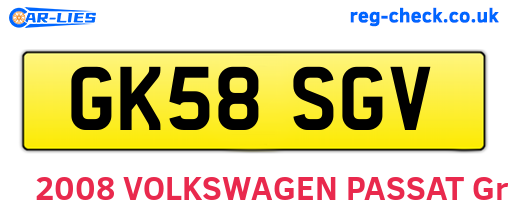 GK58SGV are the vehicle registration plates.
