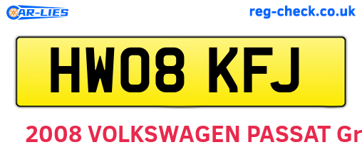 HW08KFJ are the vehicle registration plates.