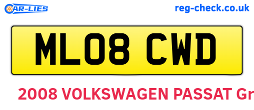 ML08CWD are the vehicle registration plates.