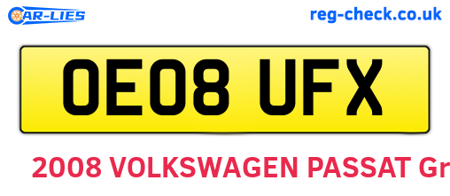 OE08UFX are the vehicle registration plates.