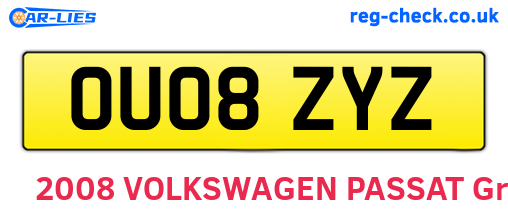 OU08ZYZ are the vehicle registration plates.