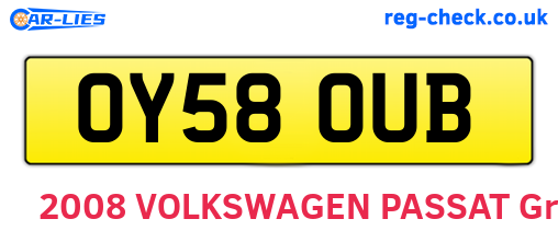 OY58OUB are the vehicle registration plates.