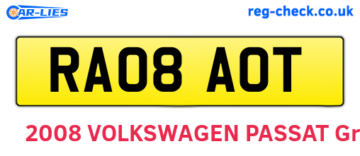 RA08AOT are the vehicle registration plates.