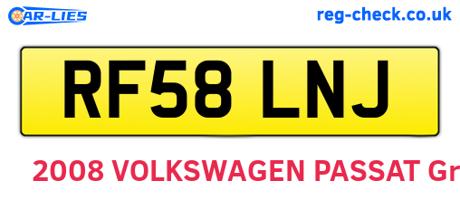 RF58LNJ are the vehicle registration plates.