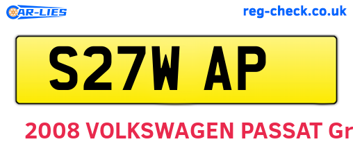 S27WAP are the vehicle registration plates.