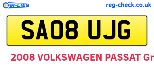 SA08UJG are the vehicle registration plates.