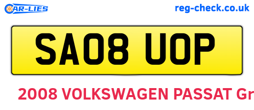 SA08UOP are the vehicle registration plates.