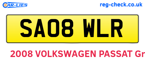 SA08WLR are the vehicle registration plates.