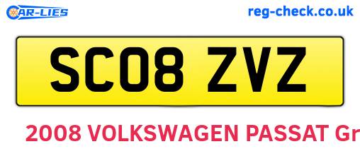 SC08ZVZ are the vehicle registration plates.