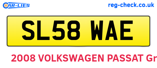 SL58WAE are the vehicle registration plates.