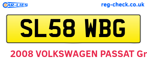 SL58WBG are the vehicle registration plates.