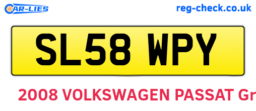 SL58WPY are the vehicle registration plates.