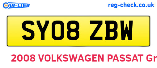 SY08ZBW are the vehicle registration plates.