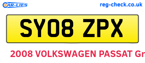 SY08ZPX are the vehicle registration plates.