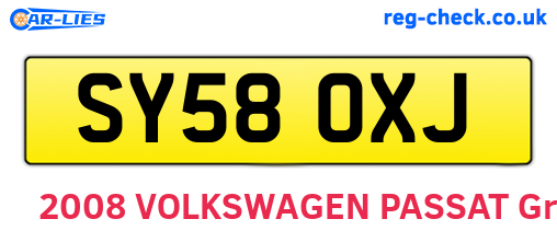 SY58OXJ are the vehicle registration plates.