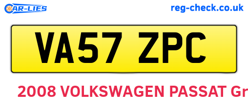 VA57ZPC are the vehicle registration plates.