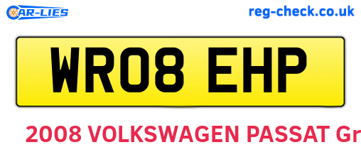 WR08EHP are the vehicle registration plates.