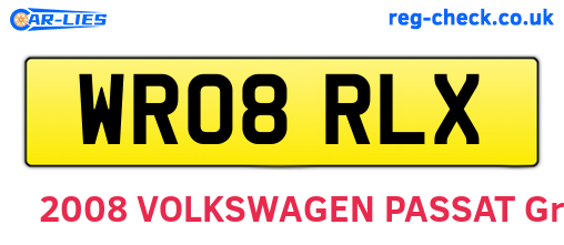 WR08RLX are the vehicle registration plates.