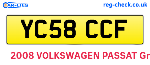 YC58CCF are the vehicle registration plates.