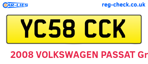 YC58CCK are the vehicle registration plates.
