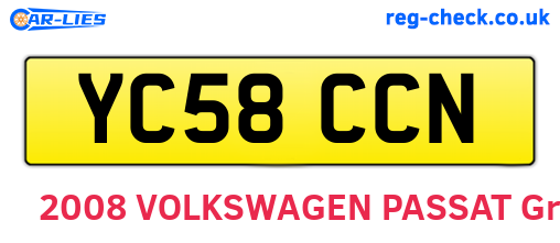 YC58CCN are the vehicle registration plates.
