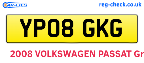 YP08GKG are the vehicle registration plates.