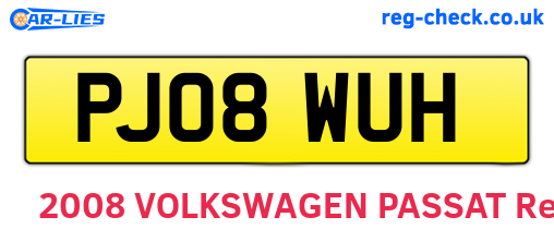 PJ08WUH are the vehicle registration plates.