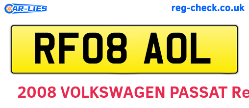 RF08AOL are the vehicle registration plates.