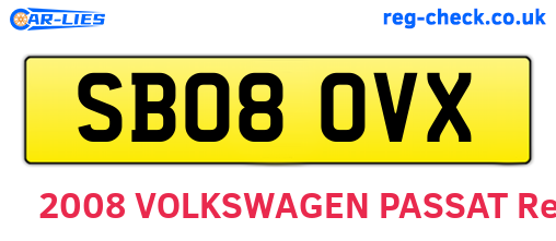 SB08OVX are the vehicle registration plates.