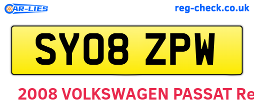 SY08ZPW are the vehicle registration plates.