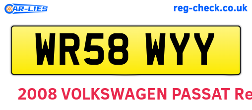 WR58WYY are the vehicle registration plates.