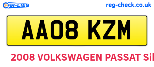 AA08KZM are the vehicle registration plates.