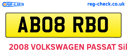 AB08RBO are the vehicle registration plates.