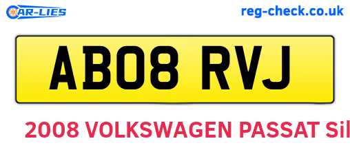 AB08RVJ are the vehicle registration plates.