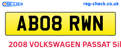 AB08RWN are the vehicle registration plates.