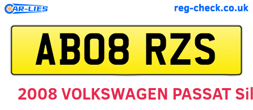 AB08RZS are the vehicle registration plates.